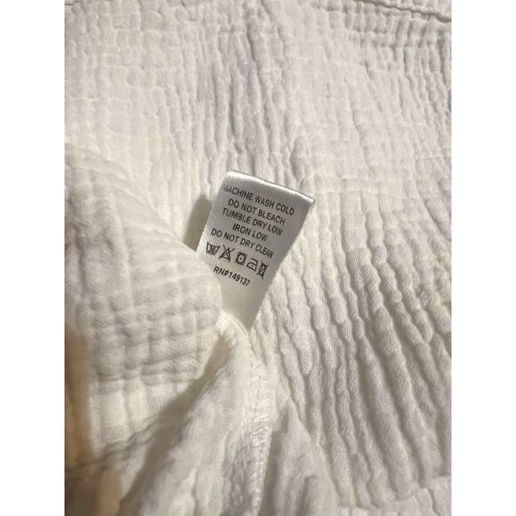 Cici Women’s Soft White Muslin Flowy Shirt Blouse Short Sleeve Size Small Cotton - Picture 7 of 13